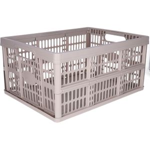 Opvouwbare krat - beige - 48 x 35 x 24 cm - boodschappen - 32 liter - kunststof - Boodschappenkratten