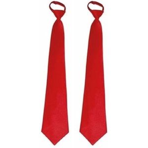2x stuks rode carnaval/verkleed stropdas 46 cm voor volwassenen - Verkleedstropdassen