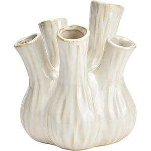 Bloemenvaas - Tulpenvaas - Wit - Keramiek - L13 x B13 x H16 cm