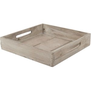 Vierkant houten dienblad/kaarsenbord bruin 26 cm - Onderbord/kaarsenplateau/dienblad bord voor kaarsen