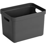 2x stuks antraciet opbergboxen/opbergdozen/opbergmanden kunststof - 18 liter - opbergbakken