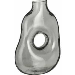 Bloemenvaas Jay - grijs transparant glas - 18x10x25 cmÂ - decoratieve vaas - bloemen/takken - Vazen