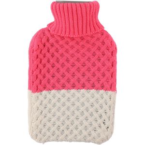 Warmwater Kruik - Roze/Beige - 2 Liter - Met Gebreide Hoes