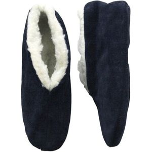 Warme wollen navy blauwe Spaanse sloffen/pantoffels voor dames/heren/volwassenen - Pantoffels