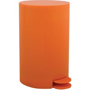 Prullenbak/pedaalemmer - kunststof - oranje - 3 liter - 15 x 27 cm - Badkamer/toilet - Pedaalemmers