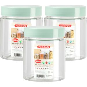 PlasticForte Voorraadpot/bewaarpot - 6x - 600 ml - kunststof - mint groen - B10 x H12 cm