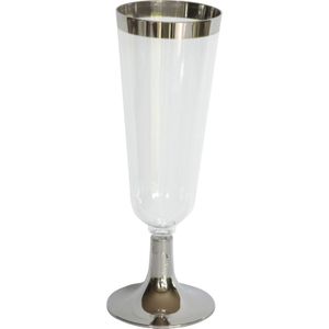 12x Luxe champagne glazen zilver/transparant 150 ml - Champagneglazen