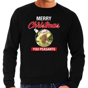 Queen/koningin Merry Christmas peasants foute Kerst sweater / trui zwart voor heren - kerst truien