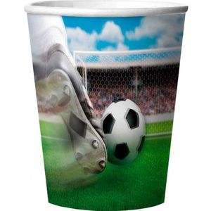 3D voetbal bekers 4 stuks - Feestbekertjes