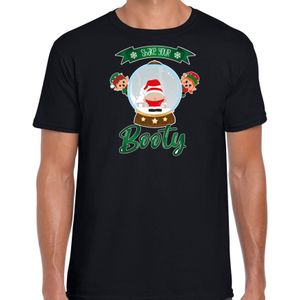 Fout kersttrui t-shirt voor heren - Kerstman sneeuwbol - zwart - Shake Your Booty - kerst t-shirts