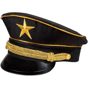 Carnaval verkleed Generaal officier hoed - zwart/goud - volwassenen - Militairen/leger thema - Verkleedhoofddeksels