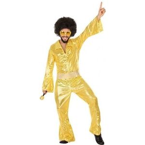 Carnaval disco verkleedkleding gouden pailletten jumpsuit voor heren - Carnavalskostuums
