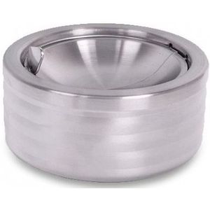 Mat chroom klepasbak/terrasasbak 11 cm - Buiten asbakken - Tafelaccessoires - Tuin artikelen