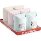 Plasticforte mini prullenbakje - 2x - roze - kunststof - klepdeksel - keuken/aanrecht - 12 x 17 cm