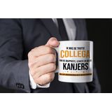 Trotse collega kanjers afscheidscadeau koffiemok / theebeker oranje en zwarte blokletters 300 ml - feest mokken