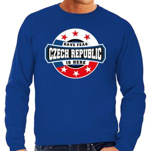 Have fear Czech republic is here sweater voor Tsjechie supporters blauw voor heren - Feesttruien