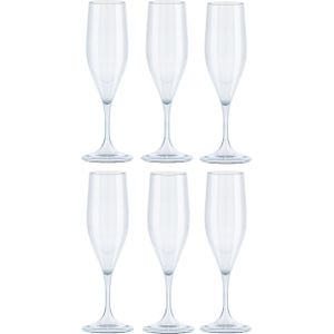 Juypal Champagneglas - 6x - transparant - kunststof - 150 ml - herbruikbaar