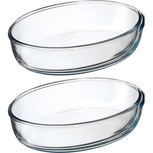 Secret de Gourmet ovenschaal ovaal - Glas - 26 x 18 cm - Set 2x