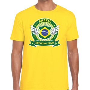 Geel Brazil drinking team t-shirt heren - Feestshirts