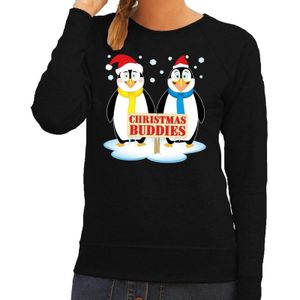 Foute kersttrui pinguin vriendjes zwart dames - kerst truien
