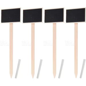 10x Krijtbordjes rechthoek op stokje 34 cm - Moestuin/kruiden bordjes - Planten labels 10 stuks