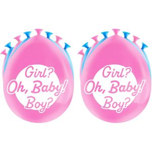 16x stuks Gender reveal party ballonnen - roze/blauw - latex - ca 30 cm - Ballonnen