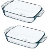 2x Glazen ovenschalen 1,4 en 3,8 liter - Ovenschalen