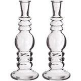 Kaarsen kandelaar Florence - 2x - transparant glas - helder - D8,5 x H23 cm