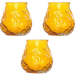 8x Horeca kaarsen geel in kaarshouder van glas 7 cm brandtijd 17 uur - Waxinelichtjes