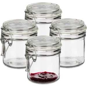 Weckpot/inmaakpot - 4x - Tarro - 250 ml - glas - met beugelsluiting - 11 x 10 cm - luchtdicht - Weckpotten