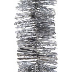 5x Feestversiering folie slingers zilver 7 x 270 cm kunststof/plastic kerstversiering - Kerstslingers