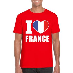 Rood I love Frankrijk fan shirt heren - Feestshirts