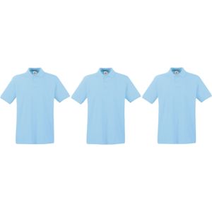 3-Pack maat 2XL lichtblauw poloshirt premium van katoen voor heren - Polo shirts