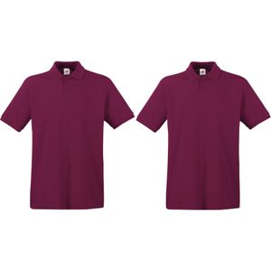 2-Pack maat 3XL grote maat bordeaux rood poloshirt premium van katoen voor heren 3XL - Polo shirts