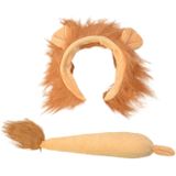 Verkleed set leeuw - oortjes/staart - bruin - voor kinderen  - Verkleedhoofddeksels