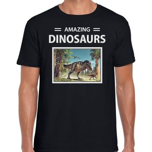 T-rex dinosaurus t-shirt met dieren foto amazing dinosaurs zwart voor heren - T-shirts