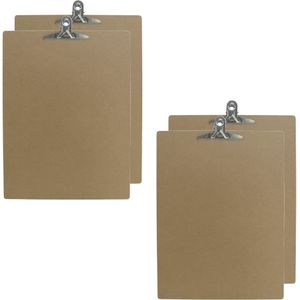 4x stuks clipboard/klembord houtkleur B4 formaat 28 x 39 cm - Klemborden