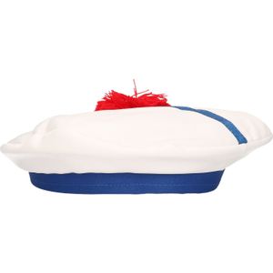 Carnaval verkleed Matroos/Matrozen hoedje - wit/blauw - voor volwassenen - Maritiem thema - Verkleedhoofddeksels