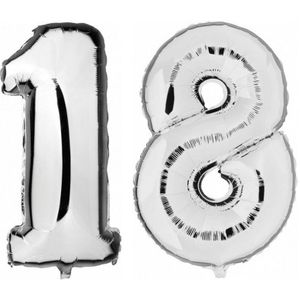 Feestartikelen zilveren folie ballonnen 18 jaar decoratie - Ballonnen