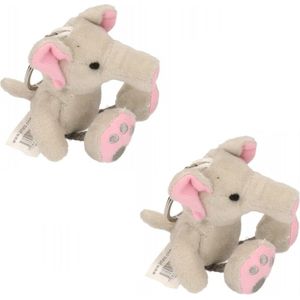 2x stuks olifanten knuffels sleutelhangers 10 cm  - Knuffel sleutelhangers