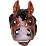 Plastic paarden masker bruin - Verkleedmaskers
