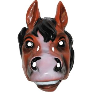 Plastic paarden masker bruin - Verkleedmaskers