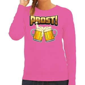 Apres ski sweater/trui voor dames - prost - roze - wintersport - proost/proosten - Feesttruien