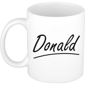 Naam cadeau mok / beker Donald met sierlijke letters 300 ml - Naam mokken