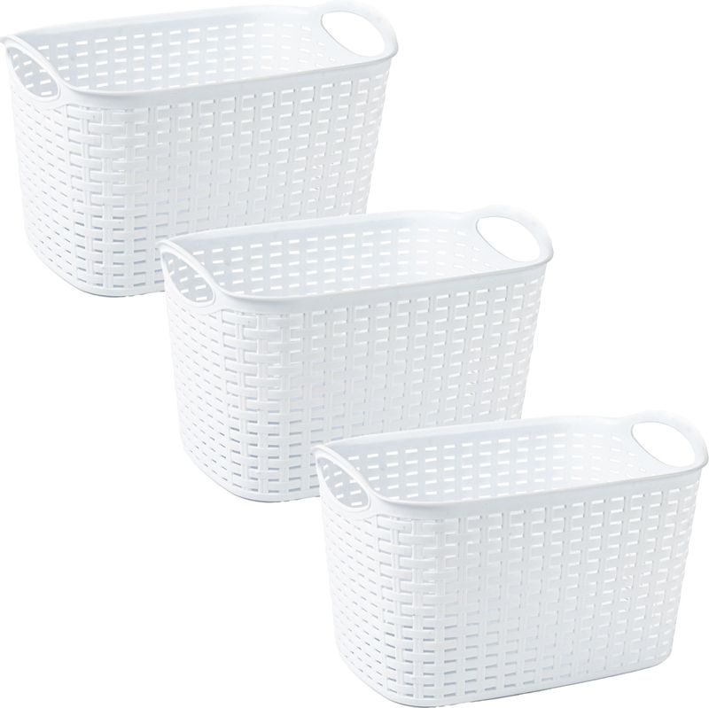 Plasticforte opbergmand/kastmandje - 3x - 6,4 liter - ivoor wit - kunststof - 19 x 29 x 18 cm