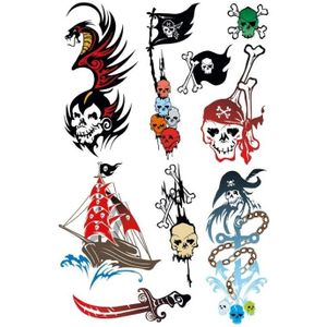 45x stuks Piraten thema plak tattoo stickers - Verkleed tatoeages