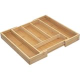 Set van 2x stuks bestekbakken/keuken organizers uitschuifbaar 4 tot 6-vaks bamboe - 35 x 25 cm