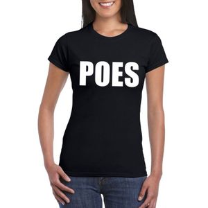 Poes tekst t-shirt zwart dames - Feestshirts