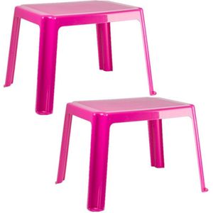 2x stuks kunststof kindertafels roze 55 x 66 x 43 cm - Bijzettafels