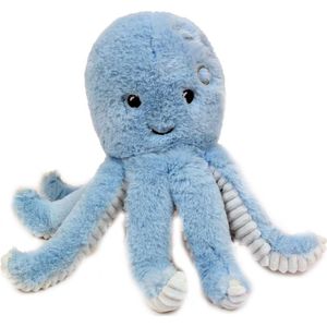 Knuffeldier Inktvis/octopus - zachte pluche stof - premium kwaliteit knuffels - blauw - 19 cm - Knuffel zeedieren